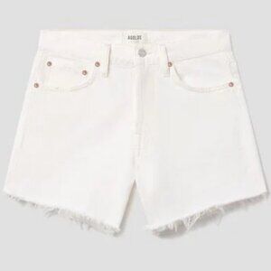 AGOLDE White Parker Long Denim Shorts